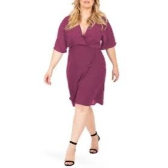 STANDARDS & PRACTICES Candice Georgette Wrap DressSize 1X  In Rose - Picture 13 of 13